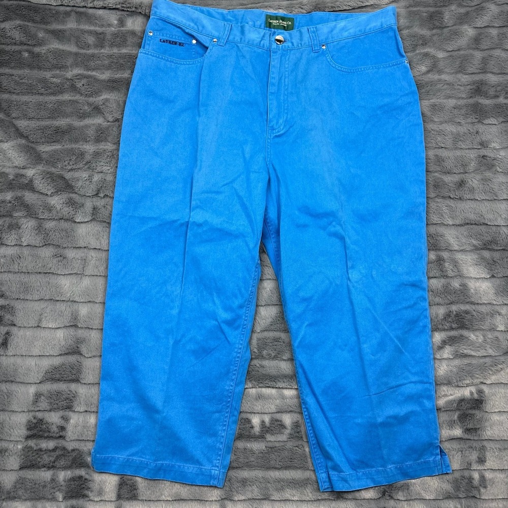 Lauren Jeans Co Ralph Lauren Blue Cropped Pants Womens 16 Cotton Straight Leg